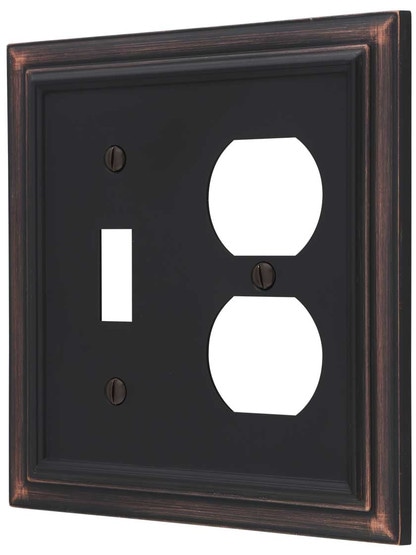 Georgian Toggle/Duplex Combination Switch Plate in Aged Bronze.
